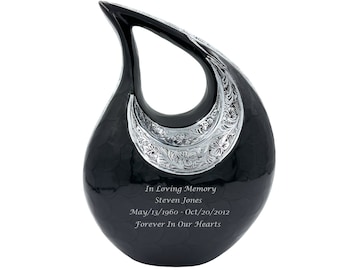 Black Cremation Urn With Velvet Bag - Personalized Cremation Urn - Urn For Memorial - Urn For Funeral - Urns For Human Ashes - Unique Urn