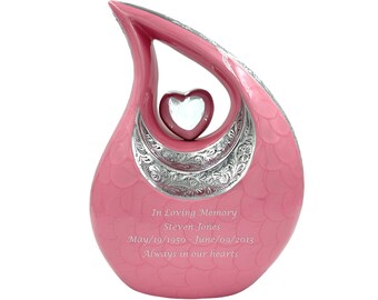 Personalized Pink Cremation Urn: Aluminum Adult Urn with Engraving