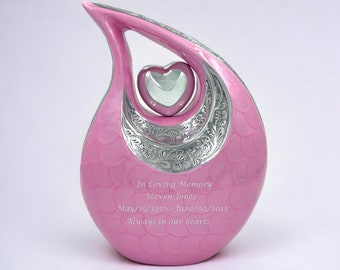 Graceful Pink Cremation Urn For Adults - Custom Cremation Urn - Large Cremation Urn - Teardrop Urn - Urn For Human Ashes - Burial Urn