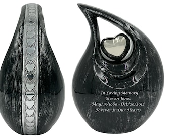 Personalized Black Cremation Urn: Engraved Aluminum Ashes Urn
