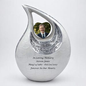 Urna de cremación blanca personalizada - Urna conmemorativa grabada