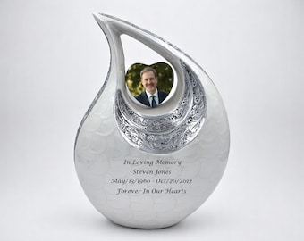 Personalized White Cremation Urn - Engraved Memorial Urn