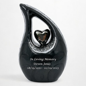 Kleine druppelurn - zwarte druppelvormige aandenken - kleine urn - kleine urn - unieke aandenken - mini-urn - perfect voor het delen van as met familie