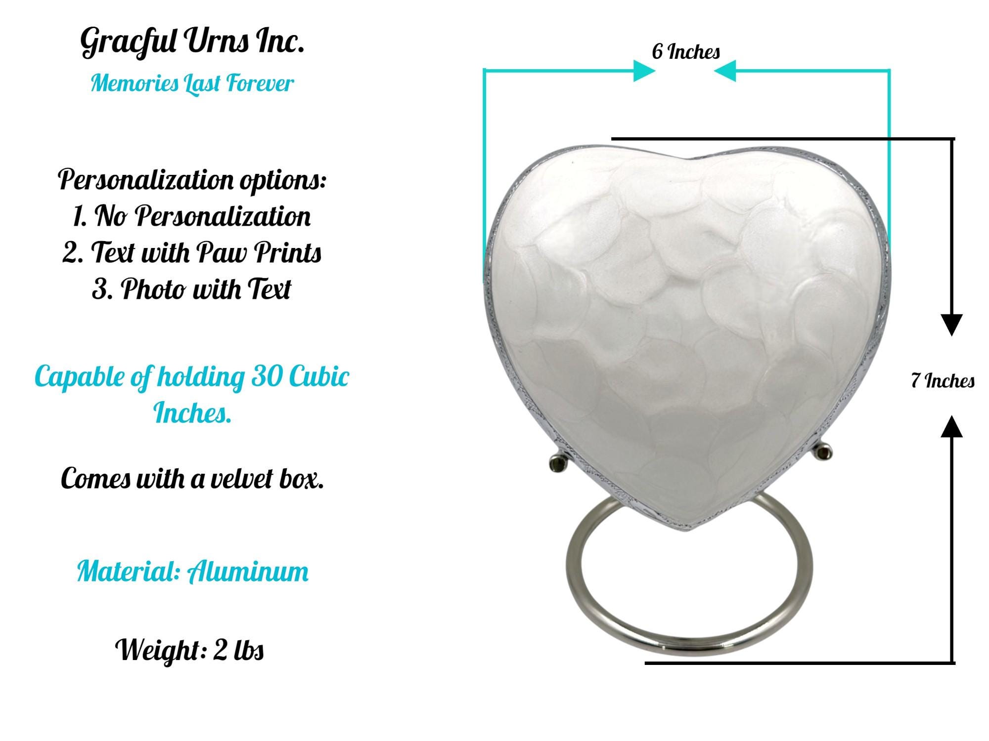 Personalized White Heart Pet Urn With Stand – 30 Cubic Inches - Etsy