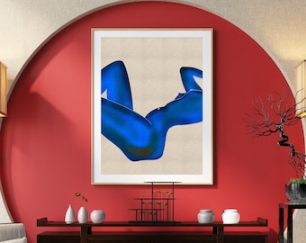 Electric Blue Goddess: Stunning Digital Art Silhouette of Woman's Body - Trendy Download Eclectic Prints Girly Prints