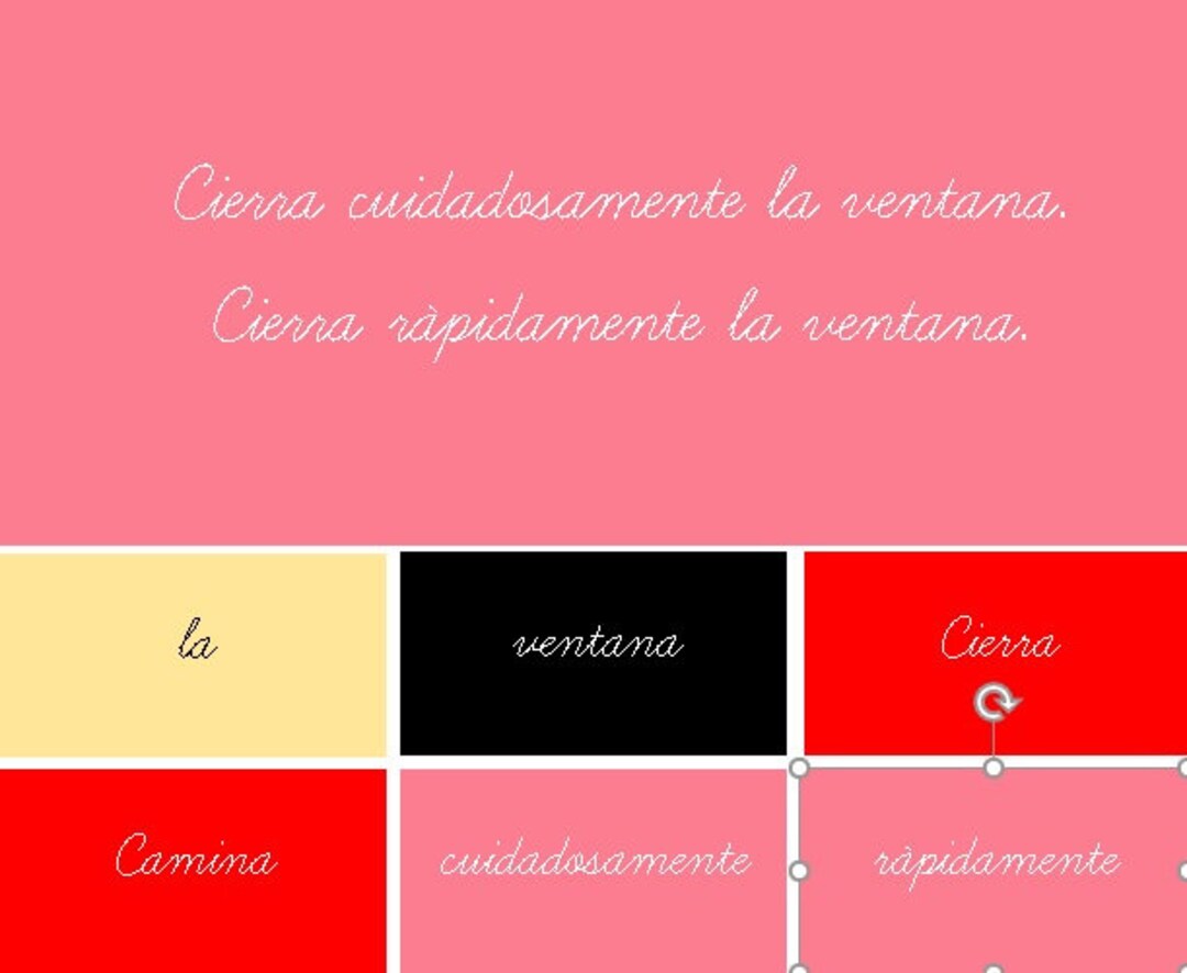 Montessori Grammar Boxes in Spanish. Cursive Font With Gift Editable