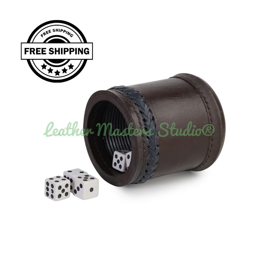 Yahtzee Leather Dice Roller Real Leather Dice Cup With 5 Etsy