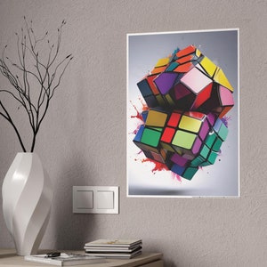 Cubic Poster Multi-dimension Colorful Cube Gloss Poster Print, Stylish Wall Art ...