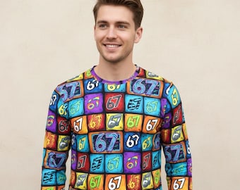 Camisa de manga larga para hombre 67 Meme Bricks, estampado divertido