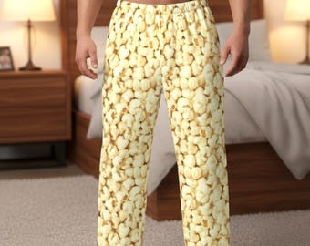 Popcorn Polyester Men's Pajama Pants, Gift for Him, Loungewear