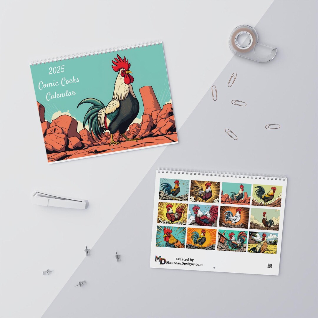 Rude Whisper 'Big Cocks' 2025 Rooster Funny Calendar – Wall Calendar, US Made