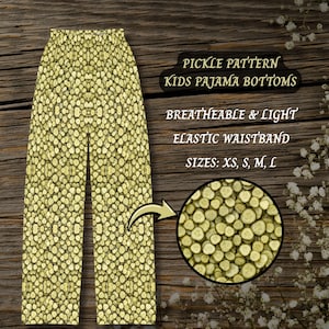 Funny Dill Pickle Kids Pajama Pants, Gift for Son or Daughter, Little Pickle Monster, Snack Time Family, Kids Birthday Holiday Gift