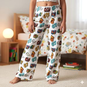 67 Meme, Six Seven, 67, Polyester Kinder Pyjama Hose, All Over Print