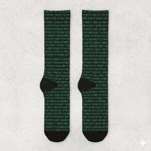 Binary Code Crew Socks, Nerdy Socks, Gift for Him or Her