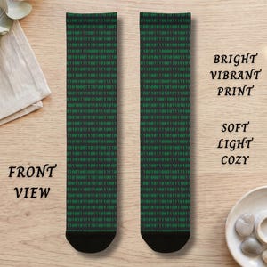 Binary Code Crew Socks, Nerdy Socks, Gift for Him or Her, Nerd Gift, Gift for Geek, Fun Socks, Cozy Socks