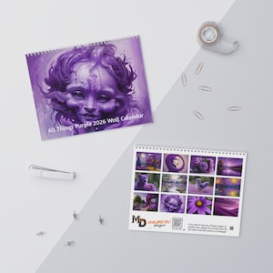 2026 All Things Purple Wall Calendar w/ Holidays, 11&quot;x8.5&quot;, Perfect Christmas Gift or Stocking Stuffer for him or her, Housewarming Gift!