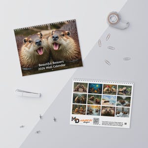 2026 Beautiful Beavers Wall Calendar w/ Holidays, 11&quot;x8.5&quot;, Perfect Christmas Gift or Stocking Stuffer for him or her, Housewarming Gift!