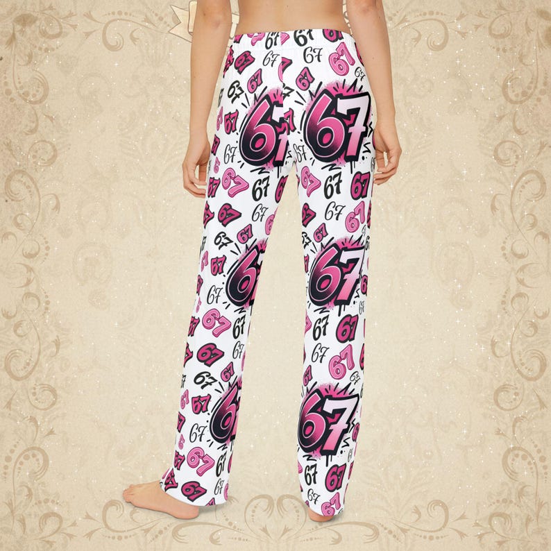 Pink 67 Meme, Six Seven, 67, Polyester Kids Pajama Pants, All Over ...