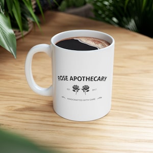 Rose Apothecary White Ceramic Mug 11oz or 15oz | Schitt&#39;s Creek Inspired Mug for Home, Office, Gift, Housewarming