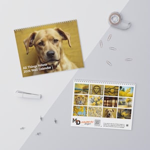2026 All Things Yellow Wall Calendar w/ Holidays, 11&quot;x8.5&quot;, Perfect Christmas Gift or Stocking Stuffer for him or her, Housewarming Gift!