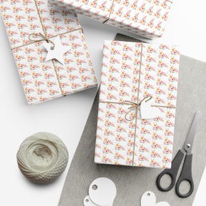 Carta da regalo con fiori acquerellati, carta da regalo vivace, opaca o opaca, carta da regalo per compleanno, Natale e feste