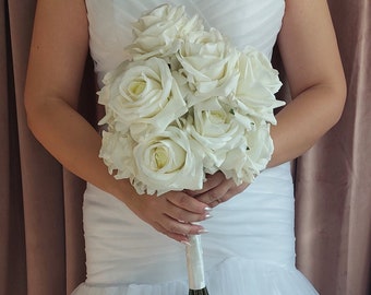 White Rose Bridal Wedding Bouquet White Bridal Wedding White Bridal Bouquet Boho Bridal Bouquet White Bridal Wedding Bridal Bouquet Roses