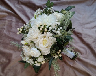 White Rose Bridal Wedding Bouquet White Bridal Wedding White Bridal Bouquet Boho Bridal Bouquet White Bridal Wedding Bridal Bouquet Roses