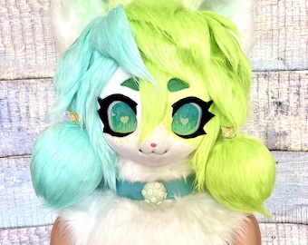 Fursuit Kig Head Lime Dog Pre-Made