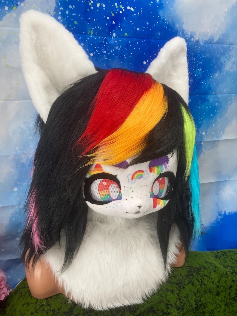 Rainbow Cat Fursuit Head Pre-made Kig Cosplay Mask - Etsy