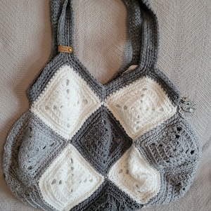 Gray and White Blocks large tote bag