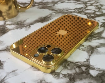 Custodia per iPhone personalizzabile in oro / Custodia per iPhone in oro personalizzabile / Custodia a specchio dorata / Serie 15 e tutti i modelli di iPhone