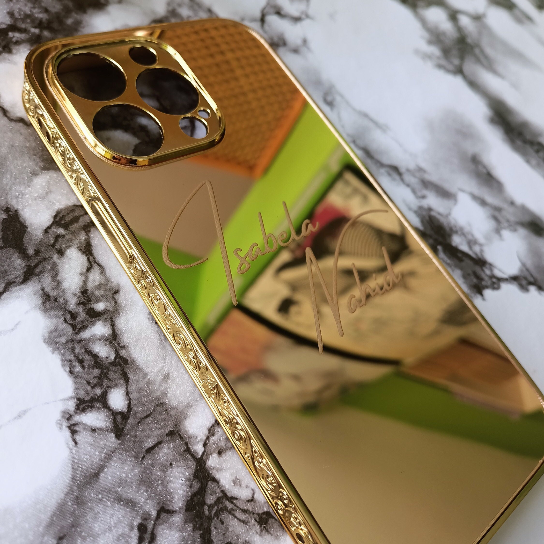 Your Logo Gold Embroidered Customizable iPhone Case / Customizable Gold