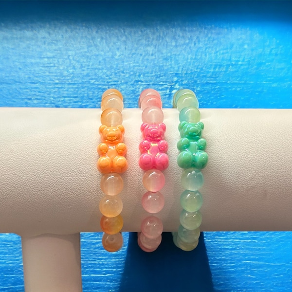 Colorful Gummy Bear Bracelet, Kids Bracelet, Spring Colors, Summer Colors, Stretch Bracelet, Bead Bracelet, Easter Gift, Birthday Gift