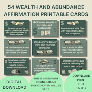 Money affirmation cards, I am affirmation cards, Wealth and abundance cards, Money printable cards, I am affirmations, Positive affirmations