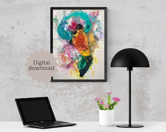 Colorful Abstract Painting, Modern Wall Art (Digital Download)