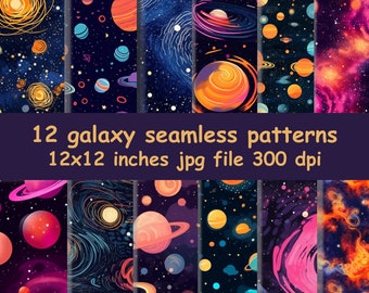 Galaxy Seamless Pattern, Space Digital Paper (Digital Download)