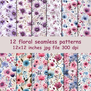 Floral seamless pattern, Floral digital paper, 3D floral pattern, Commercial use, Scrapbooking, Colorful flower seamless pattern, Digital