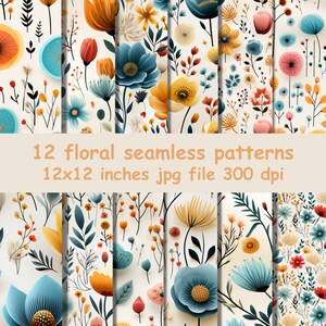 Floral seamless pattern, Summer colors flowers pattern, Floral digital paper, Colorful flowers digital download, Floral, Commercial use