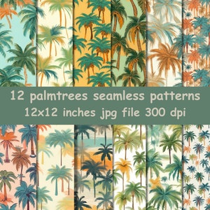 Palm tree seamless pattern, Palm tress digital paper, Palm tree, Commercial use, Seamless file, Summer seamless, Tropical, Tropical pattern