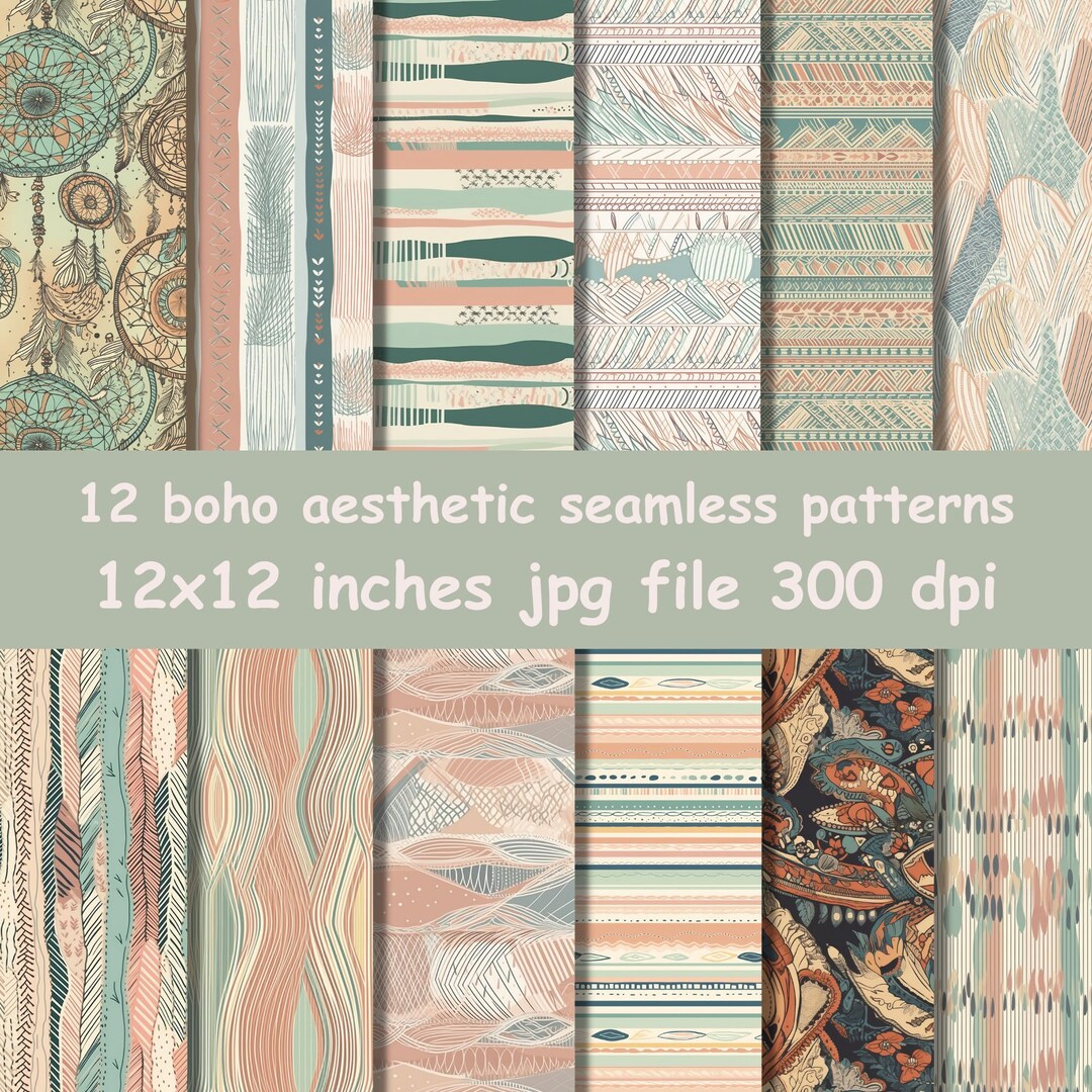 Boho Collection, Boho Seamless Pattern, Boho Digital Paper, Commercial ...