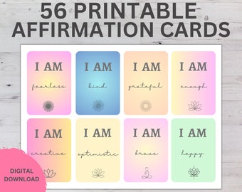 I AM affirmation cards, Positive affirmation cards, Daily affirmation printable,Affirmation cards for download, I am printable cards, I am
