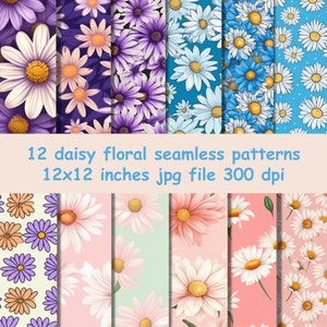 Daisy seamless pattern, Daisy Pattern, Pastel colors pattern, Daisy, Floral pattern, Commercial use, Floral seamless pattern, Digital paper