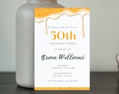 Stylish Adult Birthday Card, Customizable Invites, Digital Download, Celebration Stationeryt Template, Customizable Invite Celebration