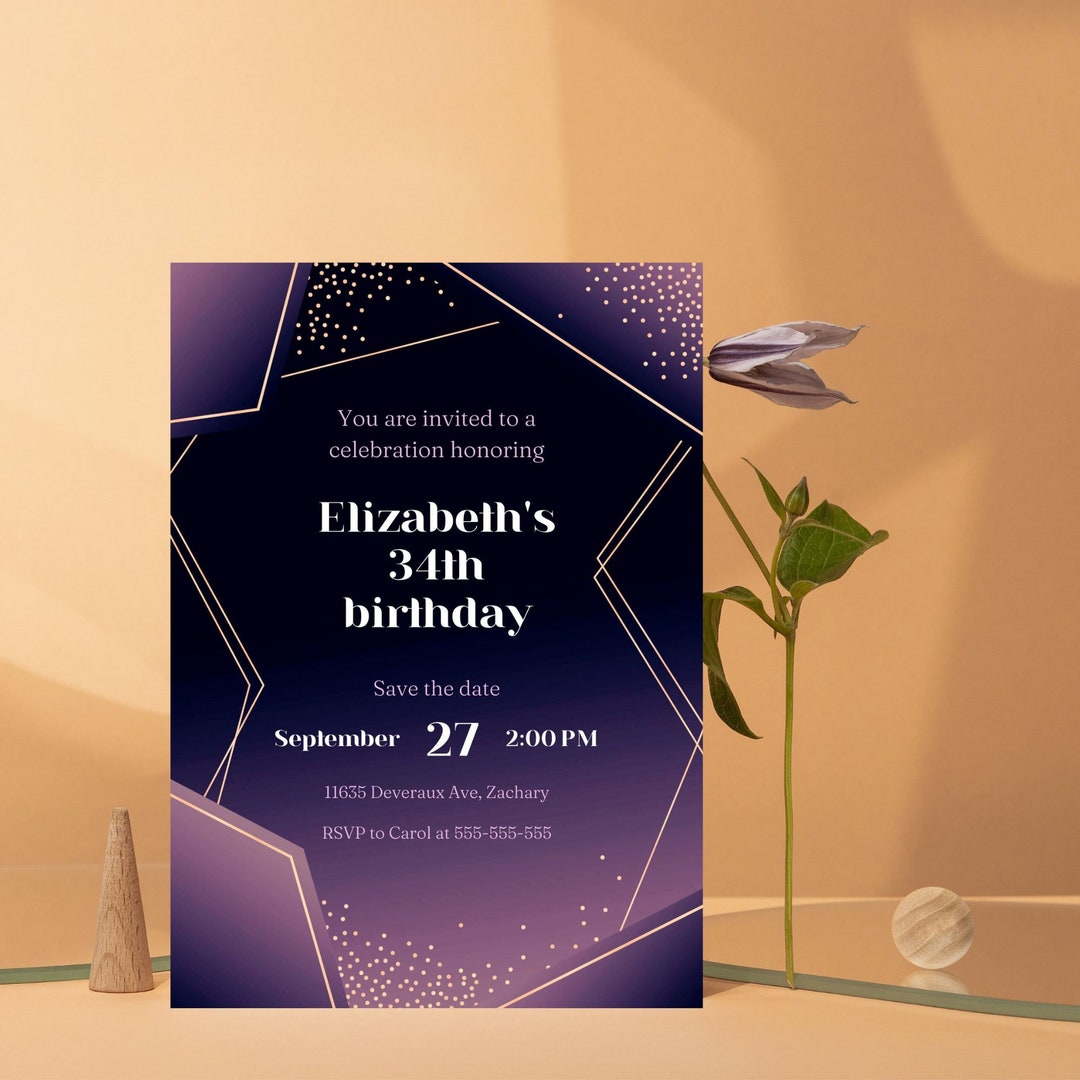 Elegant and Customizable Adult Birthday Invite - Trendy Milestone ...