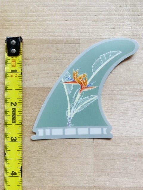 Surfboard Fin Sticker | Bird of Paradise Fin Sticker | Tropical Sticker ...