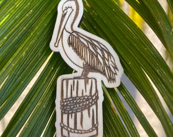 Pelican Magnet | Wood Magnet | Laser Engraved | Ocean Life Magnet | Home Decor | Office Magnets | Custom Magnet| Kitchen Magnet