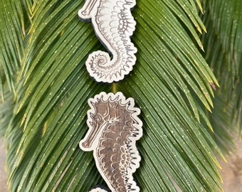 Imanes de madera maciza con motivos de playa y océano | Imanes costeros | Imanes para nevera | Imanes de vida marina / Imanes de playa / Imanes de madera
