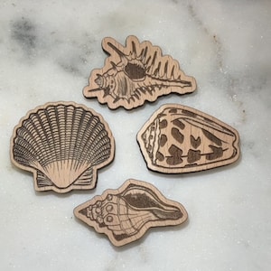 Small Sea Shell Magnets | Solid Wood Beach and Ocean Magnets l Coastal Magnets l wood Magnets l Sea Life Magnets | Beach Magnets
