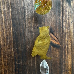 Wisdom | Brass Suncatcher with Crystal Prism | Handmade Wall Hanging | Boho Wall Decor | Crystal Sun Catcher