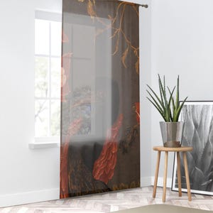 Elegant Bird Print Window Curtain, Home Decor, Vintage Style Drapery, Bedroom Accent, Living Room Window Treatment